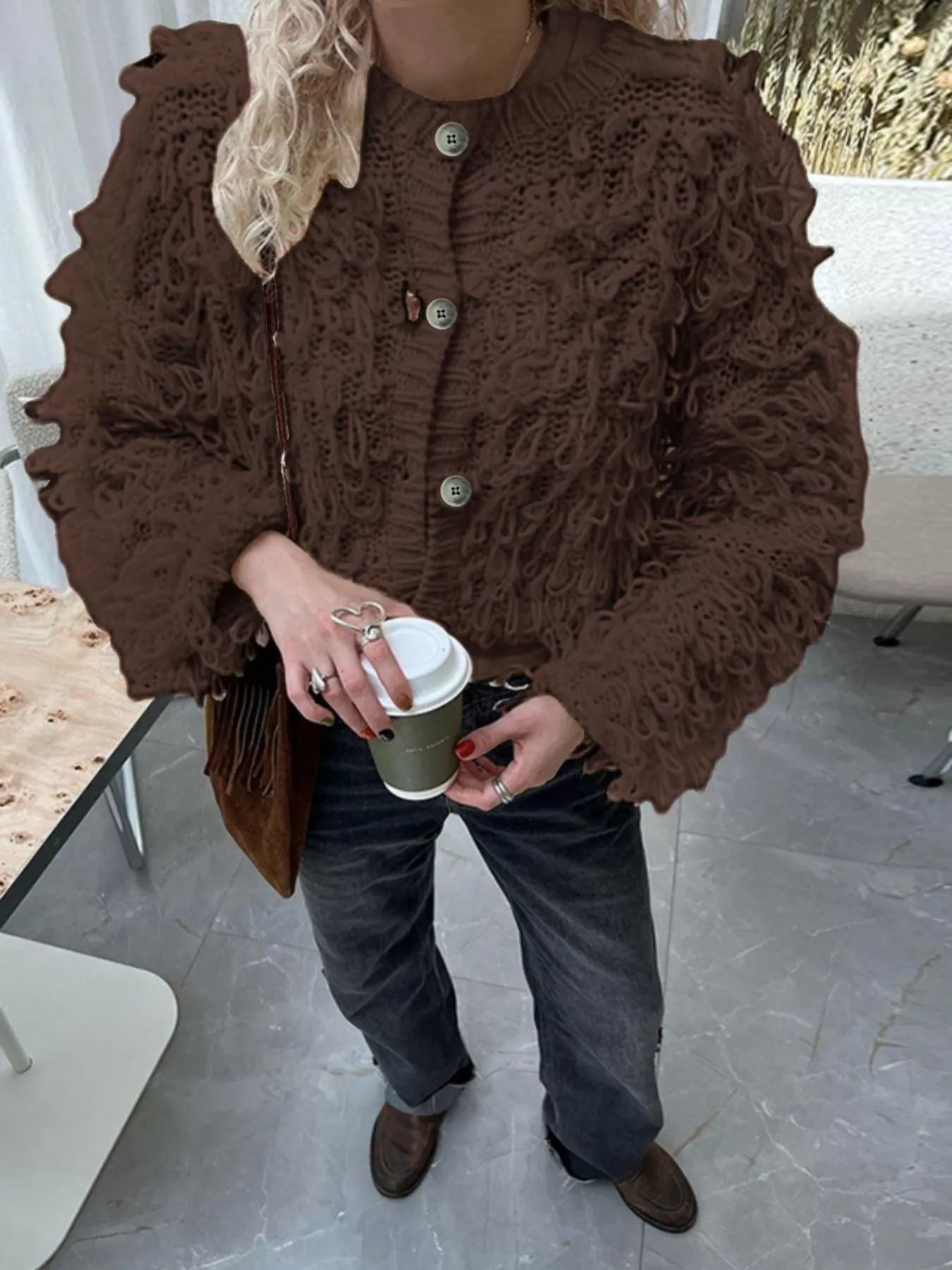 Fringe Button Up Cardigan