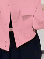 Full Size Snap Down Long Sleeve Jacket Plus Size