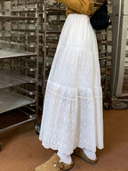Eyelet Lace Tiered Maxi Skirt