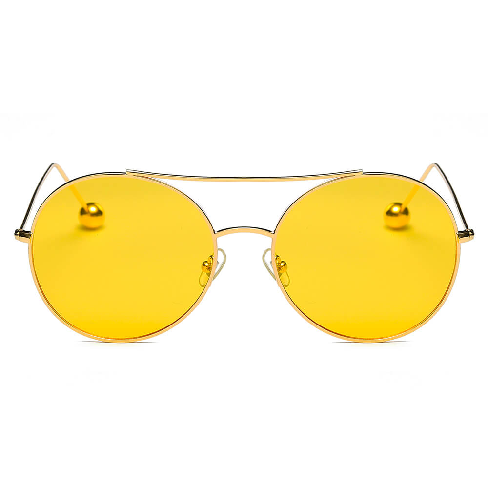 EUREKA | Unisex Round Tinted Lens Aviator Clear Glasses Balled Sunglasses