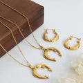 Gold Horseshoe Jewelry Set with Necklace and Earrings