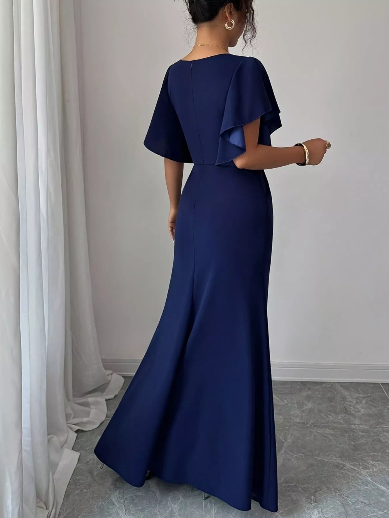 Surplice Flutter Sleeve Maxi Dress