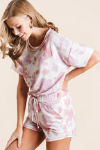 BiBi Tie Dye Print Terry Shorts With Side Pockets