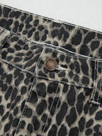 Leopard Print High Waist Barrel Jeans