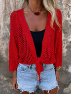 Tie-Front Crochet Knit Cover Up