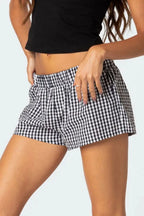 Plaid Elastic Waist Shorts