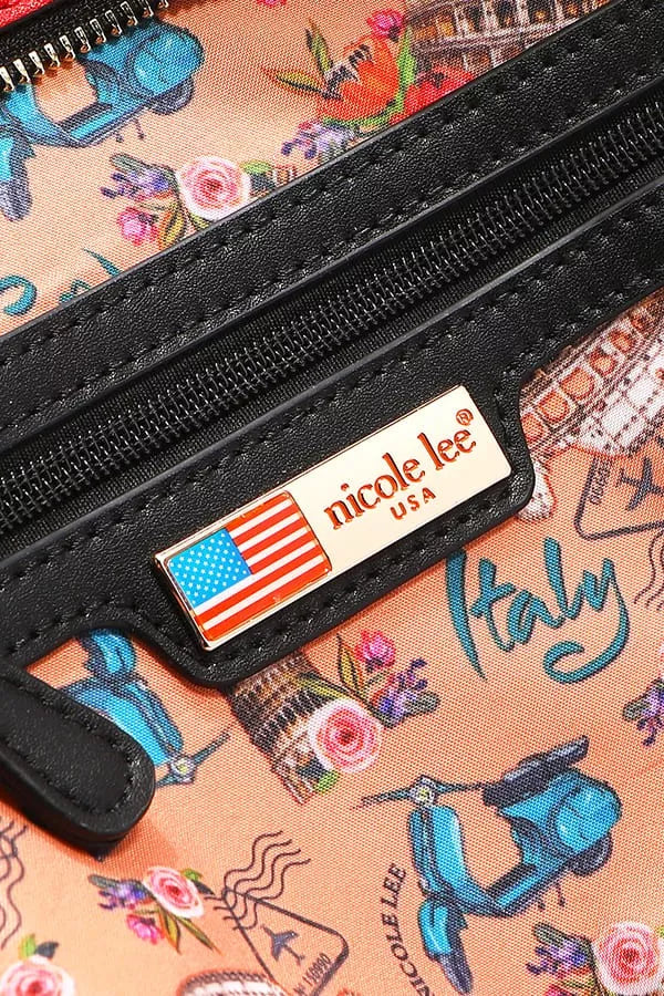 Nicole Lee USA Martha Travels Italy Wide Handbag with Rhinestones
