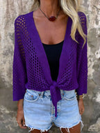 Tie-Front Crochet Knit Cover Up