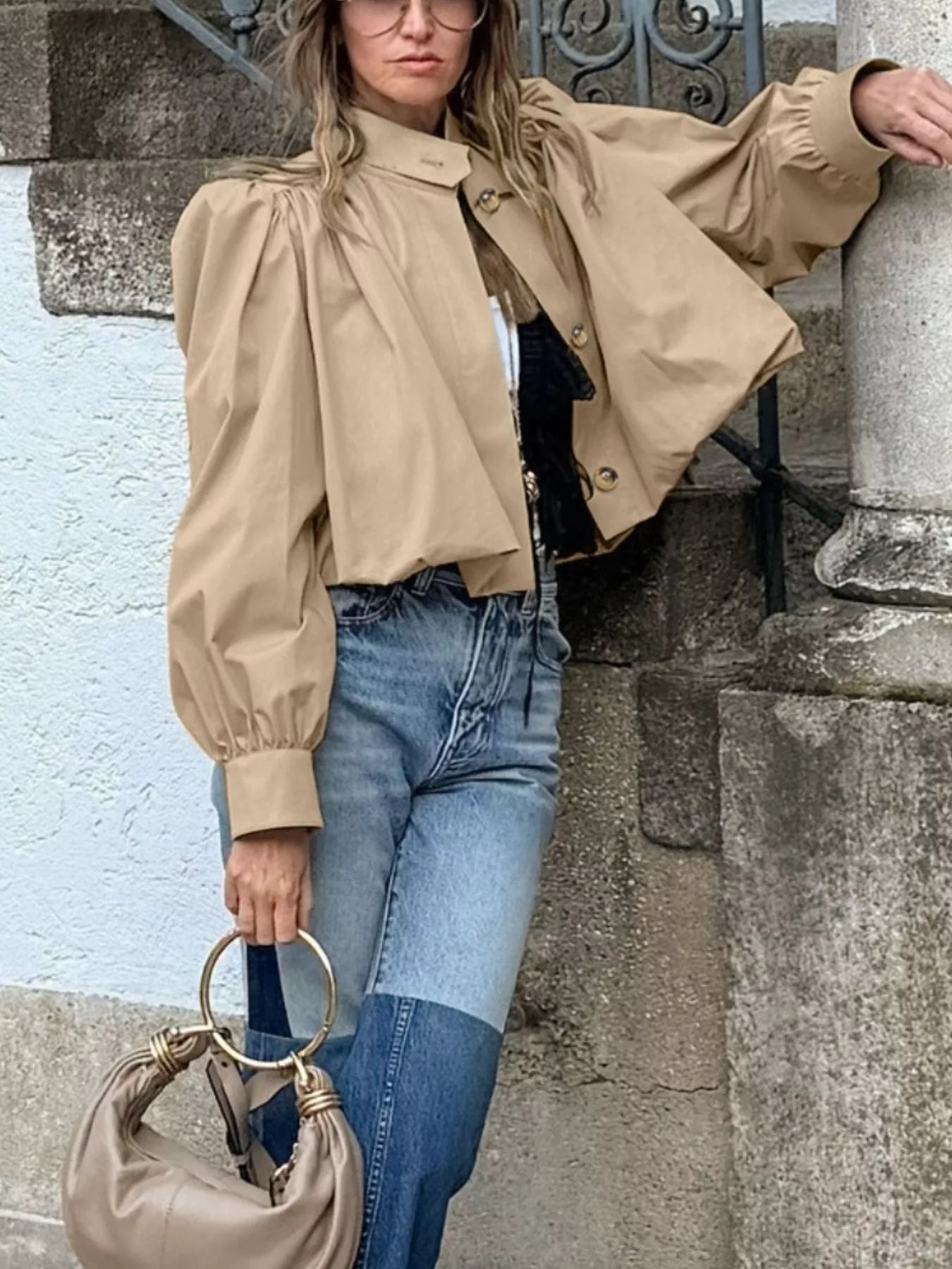 Puff Sleeve Cropped Jacket