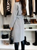 Double-Breasted Tie Waist Overcoat