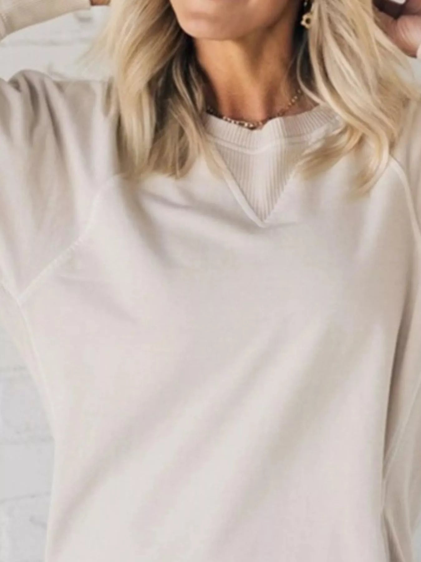 Full Size Crew Neck Raglan Sleeve Sweatshirt Plus Size