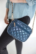 SueEllen Quilted Small Crossbody Bag with Gold Cha