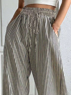 Striped High-Waisted Wide Leg Pants
