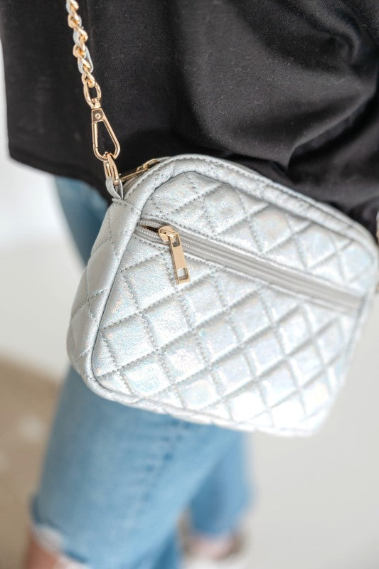 SueEllen Quilted Small Crossbody Bag with Gold Cha