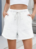 Drawstring Wash Denim Shorts