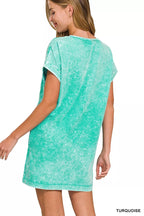 Zenana Premium Cotton Washed T-Shirt Dress
