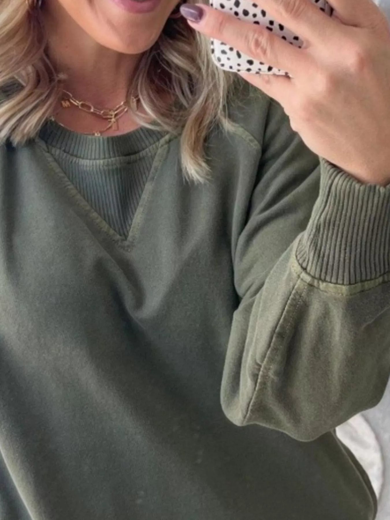 Full Size Crew Neck Raglan Sleeve Sweatshirt Plus Size