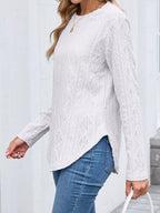Diamond Pattern Knit Long Sleeve T-Shirt