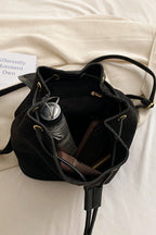 Suede Drawstring Backpack Bag