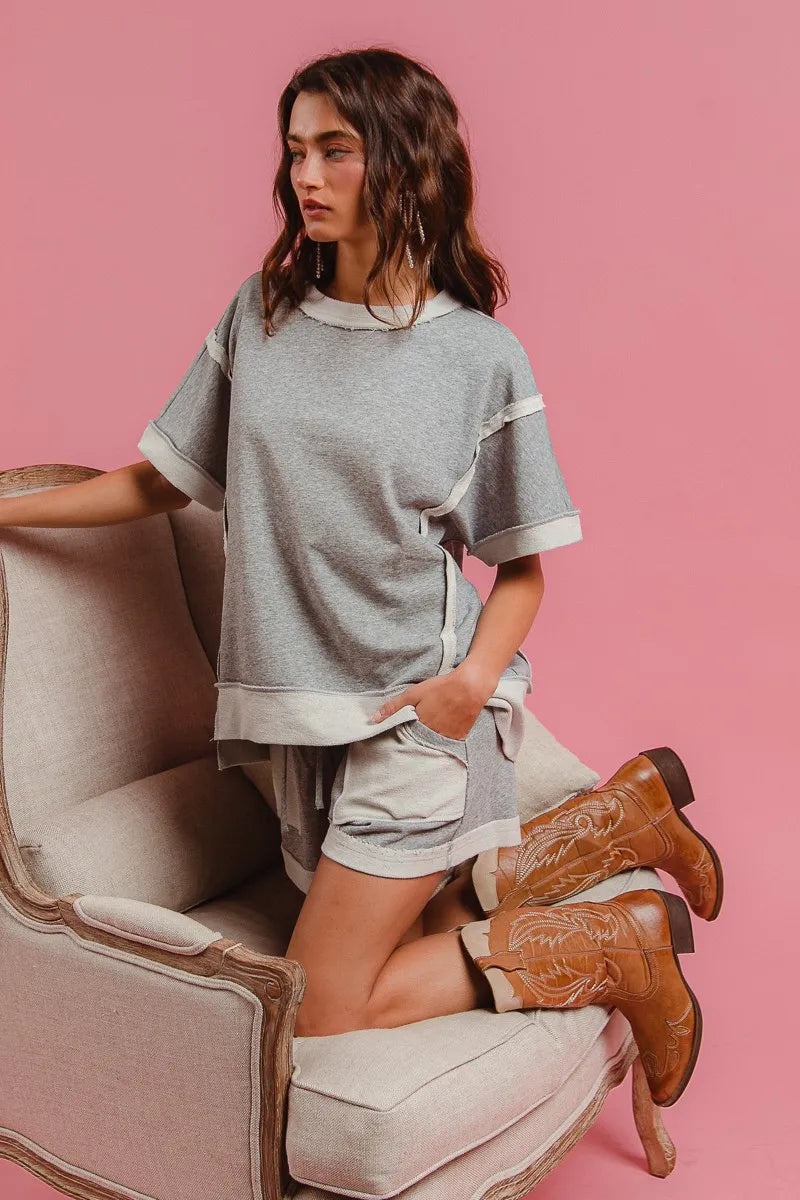 BiBi French Terry Knit Shorts with Side Pocket