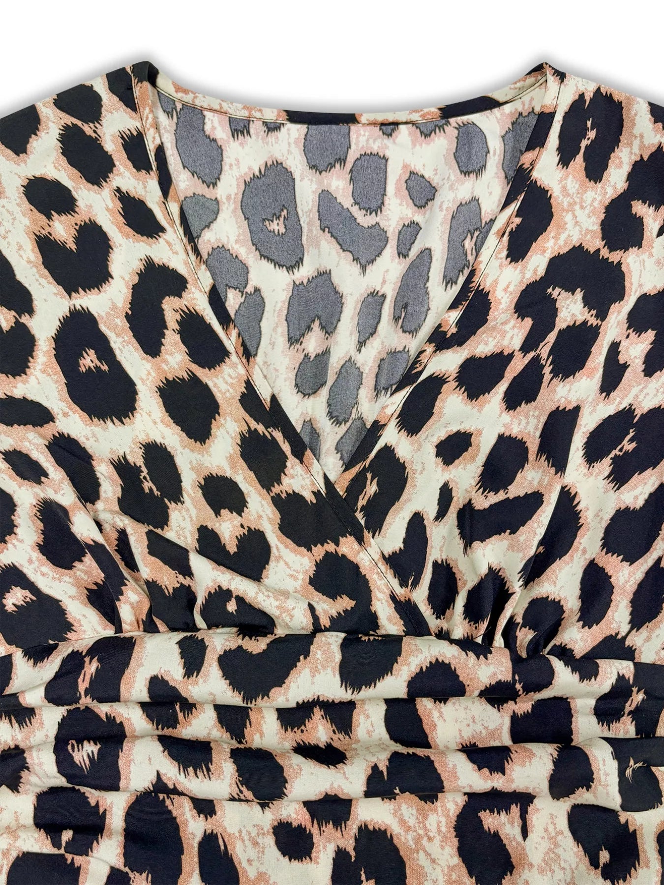 Leopard Print Wrap Midi Dress