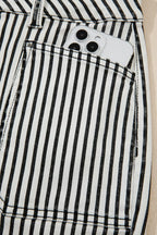Stripe Patch Pocket High Waist Shift Denim Jeans