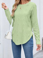 Diamond Pattern Knit Long Sleeve T-Shirt