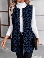 Sleeveless Leopard Print Vest Coat