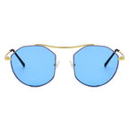 CHOCTAW - Round Tinted Geometric Brow-Bar Fashion Sunglasses