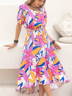 Printed Round Neck Top and Skirt Set