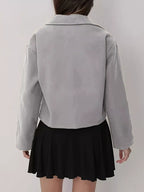 Cropped Zip-Up Pocketed Jacket