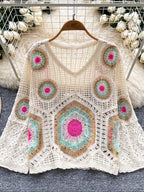 Crochet V-Neck Knit Cover Up