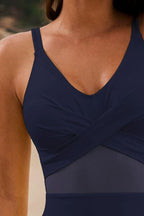Drawstring Ruched V-Neck One-Piece Swimwear