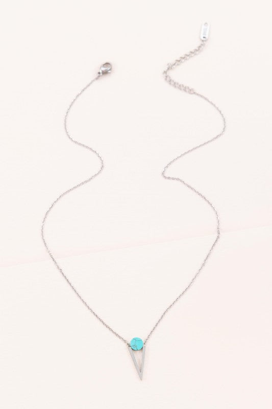 Tensly Point Stone Necklace | Silver