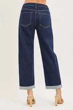 RISEN Slouchy Cropped  Boyfriend Jeans With Cuffed Hem