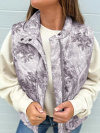 Lightweight Leaf Print Vest Coat