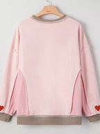 Color Block Patchwork Lovers Embroidered Letter Sweatshirt