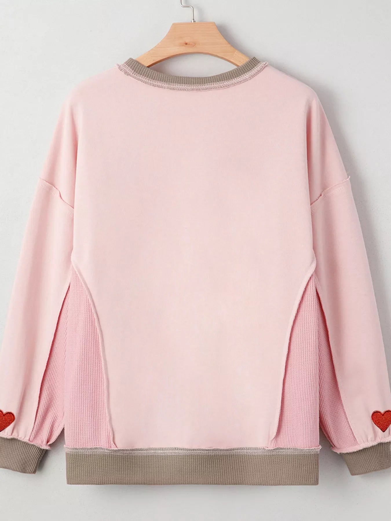 Color Block Patchwork Lovers Embroidered Letter Sweatshirt
