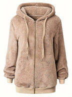 Fleece Zip-Up Drawstring Outerwear