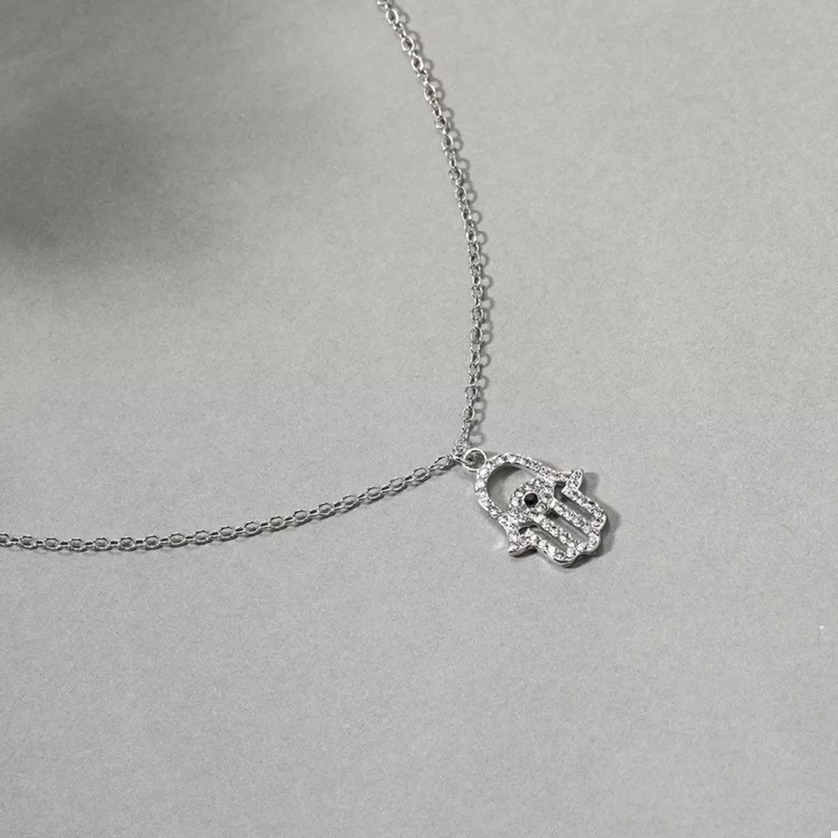 Zinc Alloy Rhinestone Evil Eye Necklace