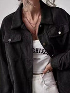 Casual Corduroy Button-Up Shacket