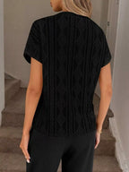 Diamond Pattern Round Neck Top