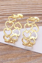 Gold Plated Heart Link Hoop Stud Earrings