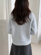 Striped Knit Button-Down Cardigan