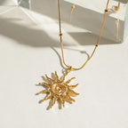 18K Gold-Plated Sun Pendant Necklace