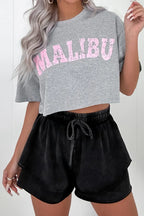 Mineral Wash French Terry High Waist Casual Shorts