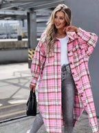 Plaid Button Up Longline Shacket