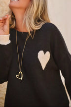Heart Round Neck Long Sleeve Sweater