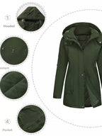Full Size Hooded Mid-Length Windproof Outerwear Plus Size