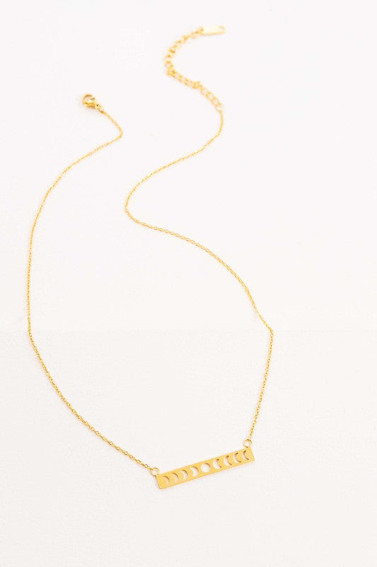 Lunar Phase Bar Necklace | Gold (18K)